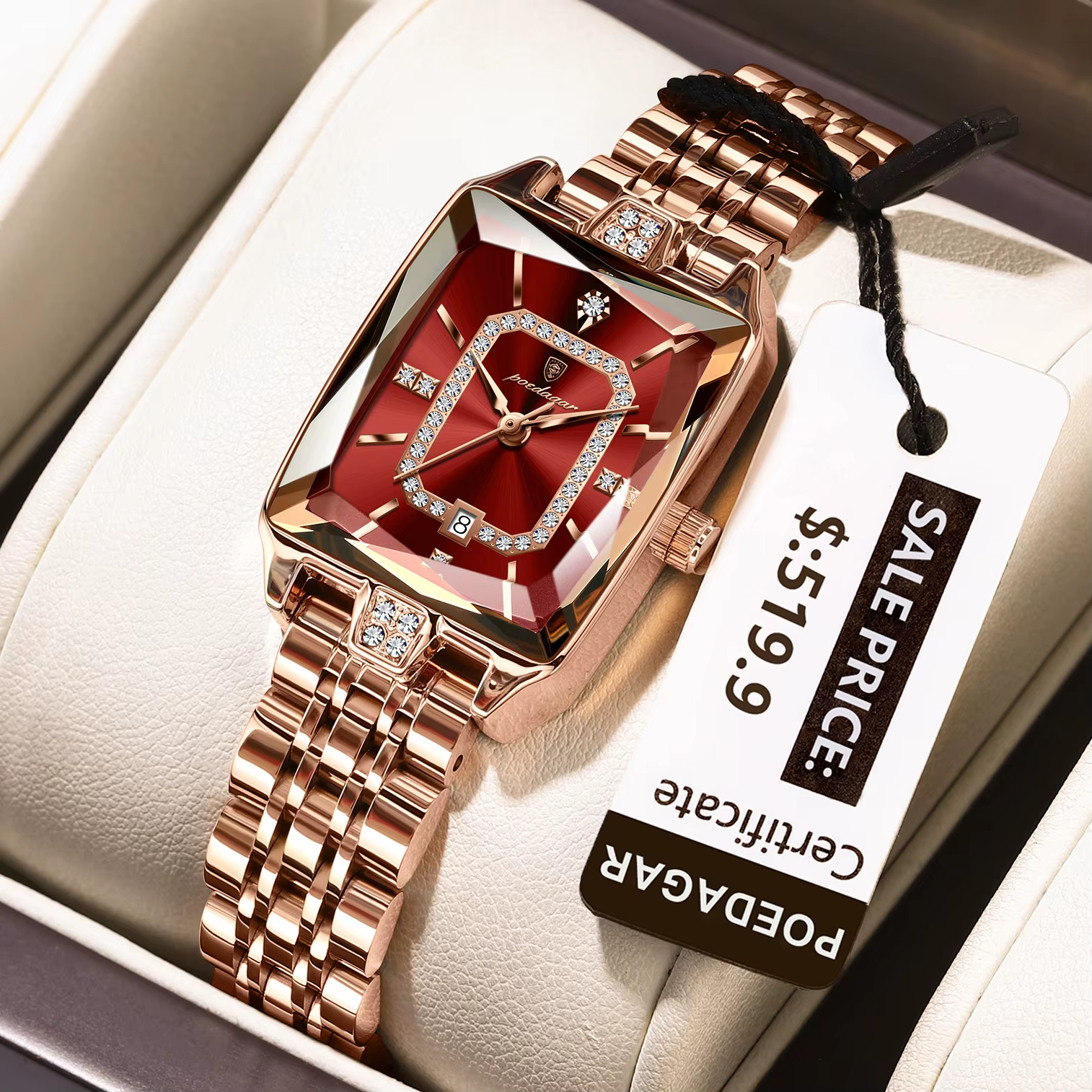 POEDAGAR montre de luxe pour femme calendrier étanche haute qualité dames montre en acier inoxydable