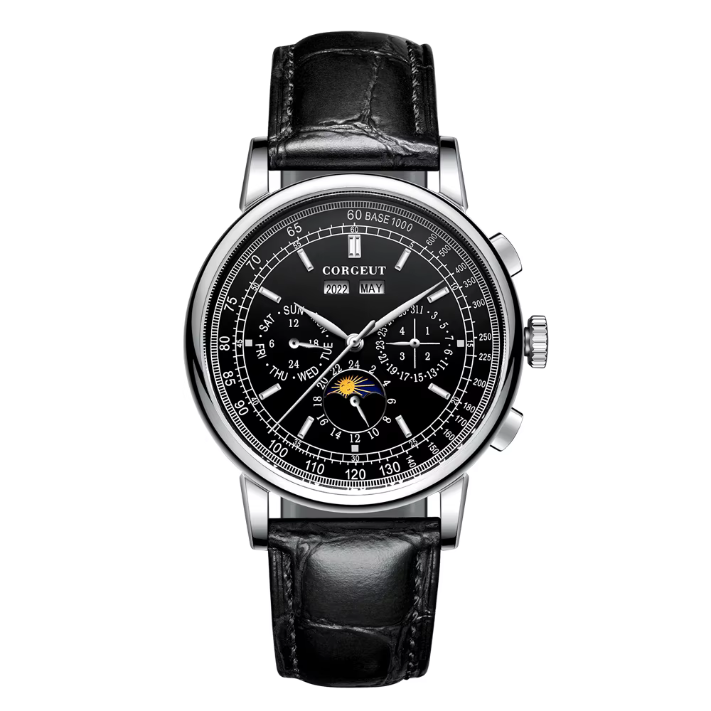 CORGEUT – montre mécanique automatique de luxe pour hommes, 41mm, avec bracelet en cuir, verre saphi