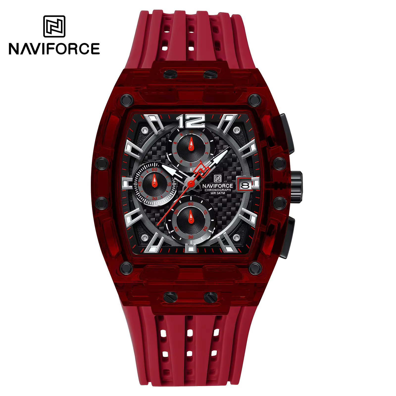 NAVIFORCE 2025 nouveau Design Transparent Tonneau montre hommes Quartz homme montres étanche luxe Sp