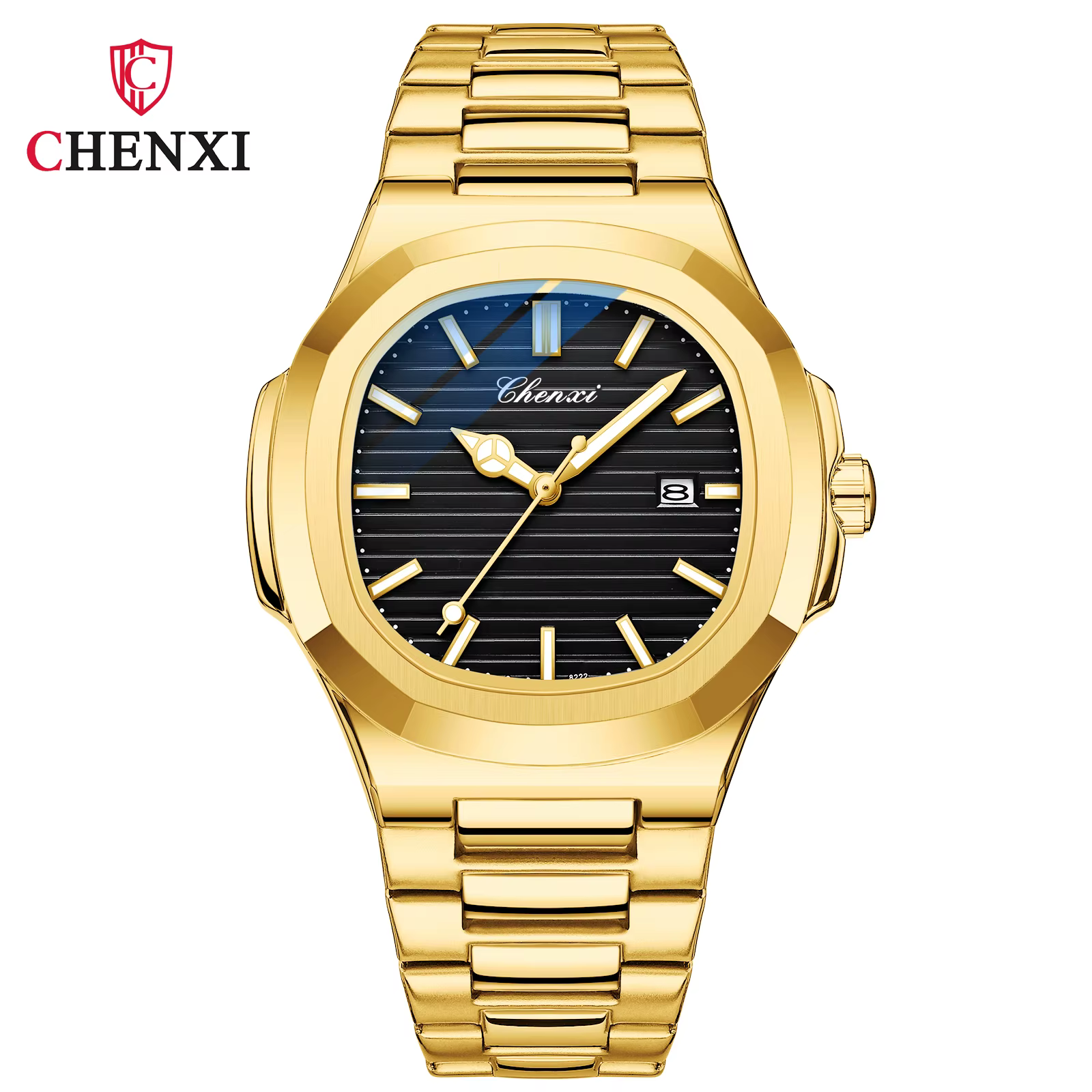 CHENXI-Montre étanche en acier inoxydable doré pour homme, montre-bracelet à quartz, horloge masculi