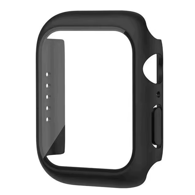 Verre trempé + coque pour Apple Watch 9 8 7 41mm 45mm 42mm 38mm, protection d'écran en PC, étui pour