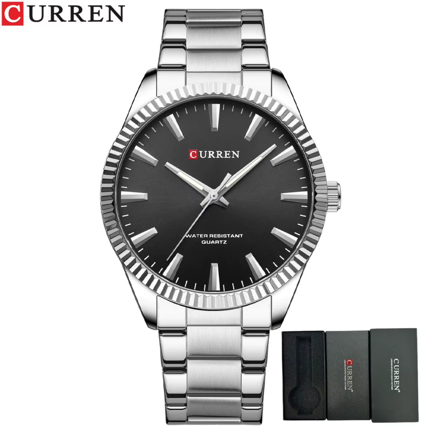 Montre CURREN 8425 en acier inoxydable, cadran rond neutre, étanche, pour homme d'affaires, idéale c