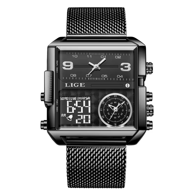 LIGE 2023 nouvelle montre en or femmes Top marque de luxe créatif montres carrées dames mode double 