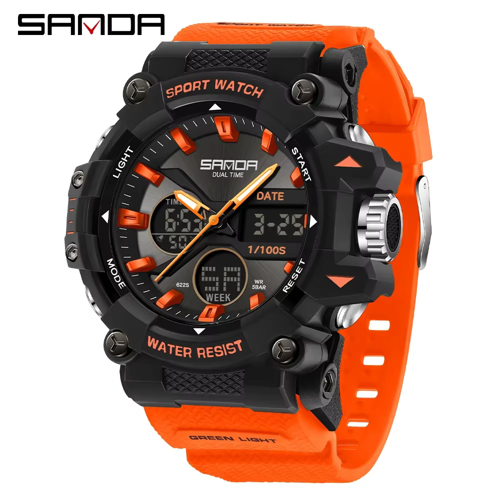 SANDA montre de sport pour hommes femmes Quartz numérique double affichage montres résistant aux cho