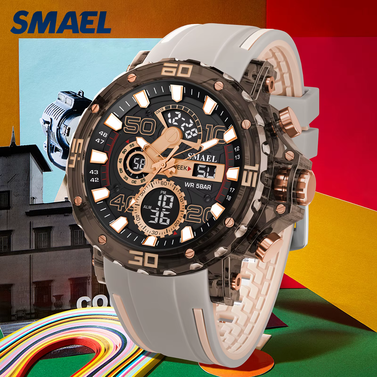 Montres militaires hommes montre 2025 nouveau 50M étanche montre-bracelet chronomètre alarme lumière