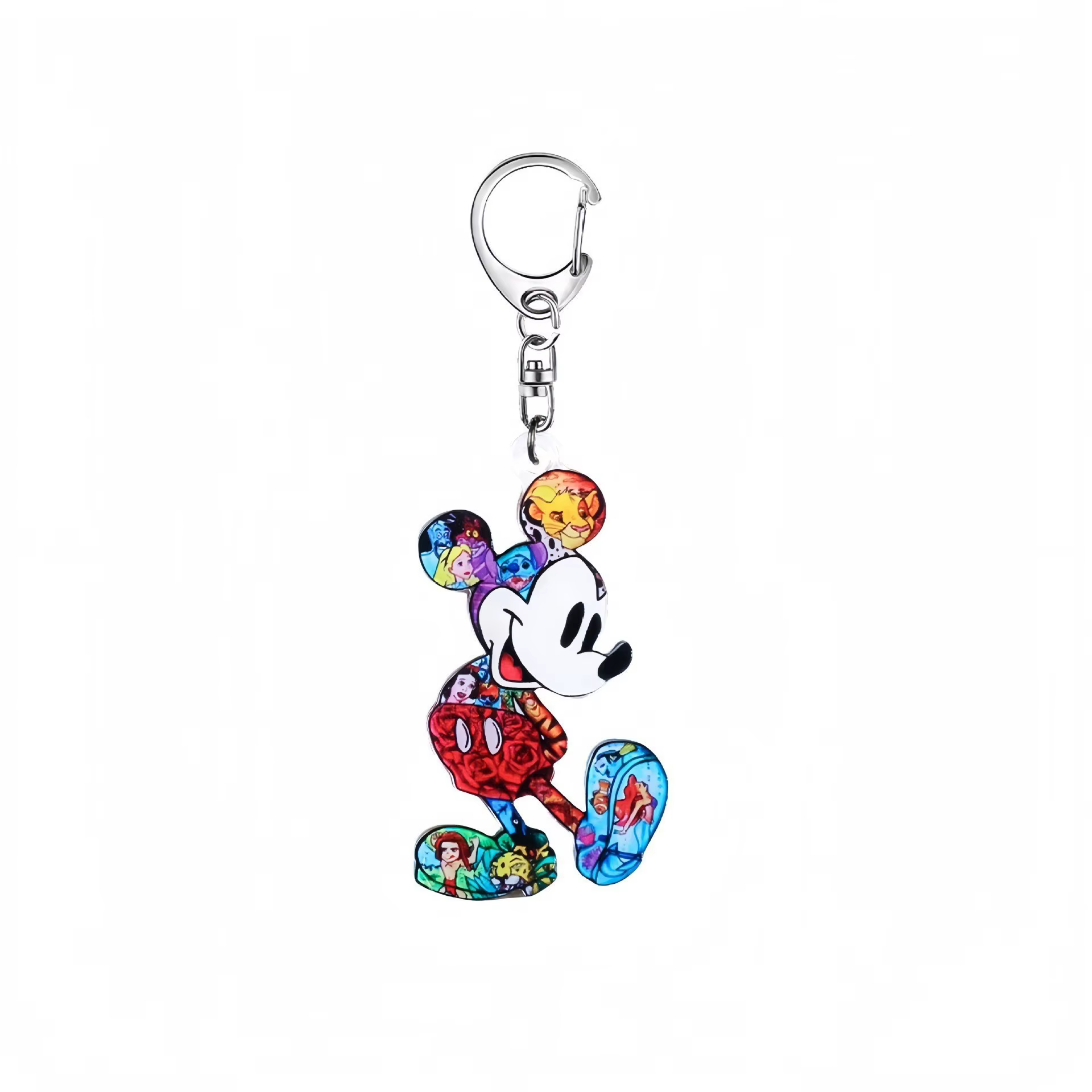 Porte-clés en acrylique mignon Minnie Mouse Mickey, pendentif de sac imprimé Mickey dessin animé, po