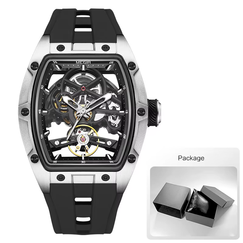 MEGIR 2242 montre automatique bleue pour hommes Sport montre-bracelet mécanique étanche en acier ino