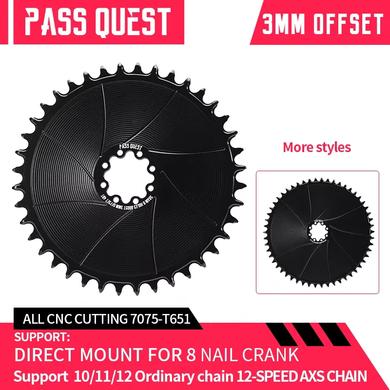 PASS QUEST 8 goujons AERO plateau rond étroit large 3mm décalage à montage Direct pédalier vélo de g