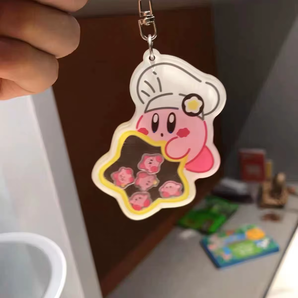 Porte-clés Kirby en acrylique, dessin animé, accessoires de cosplay, décoration créative pour sac ro