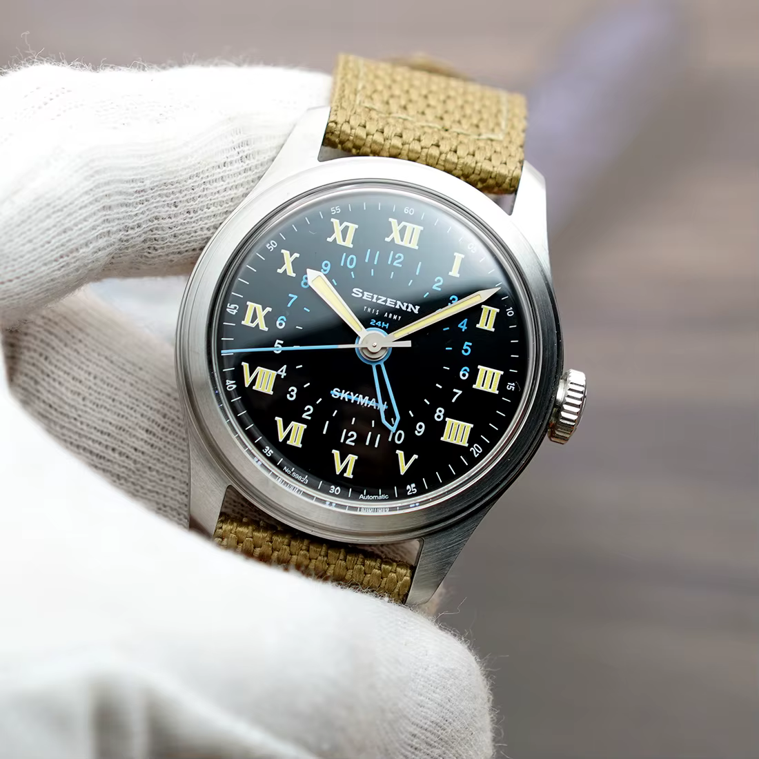 Merkur montre rétro 50m peau plongeur montre Vintage 24H automatique montre mécanique 38mm lumineux