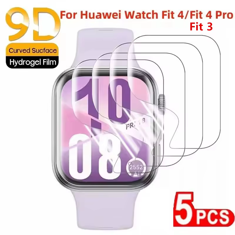 Protecteur d'écran pour Huawei Watch Fit 3, 5 pièces, Film Hydrogel TPU transparent anti-rayures pou