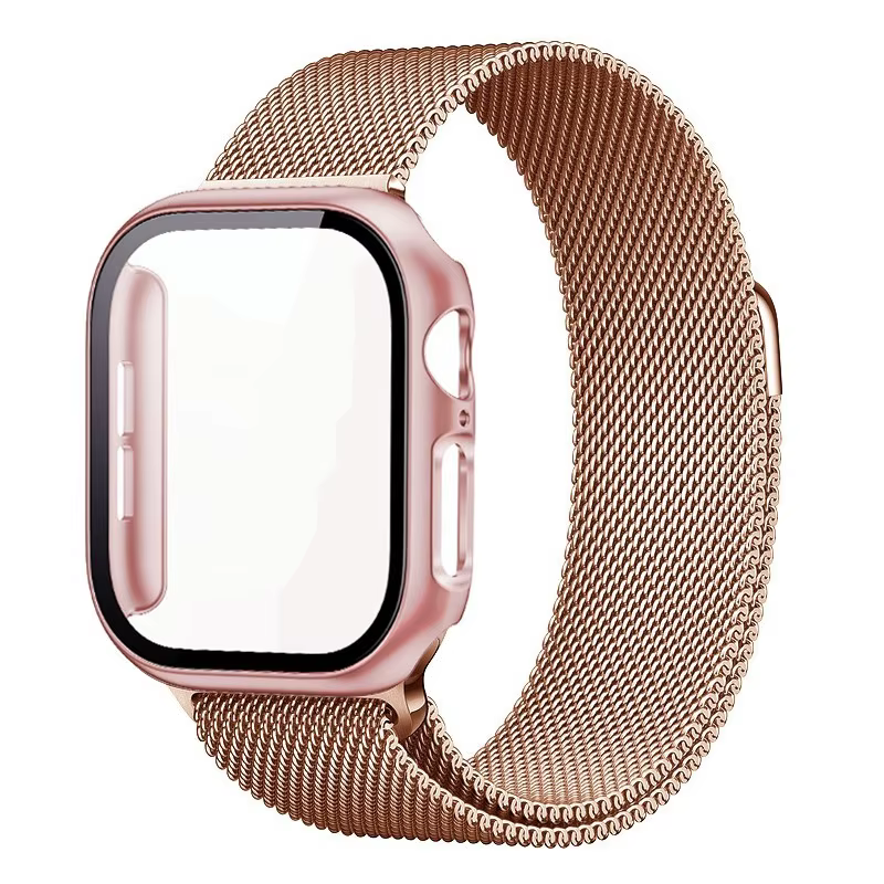 Starlight Milan bracelet en métal + étui pour Apple Watch 46mm 42mm 38 40 41 44 49 45mm PC verre iWa