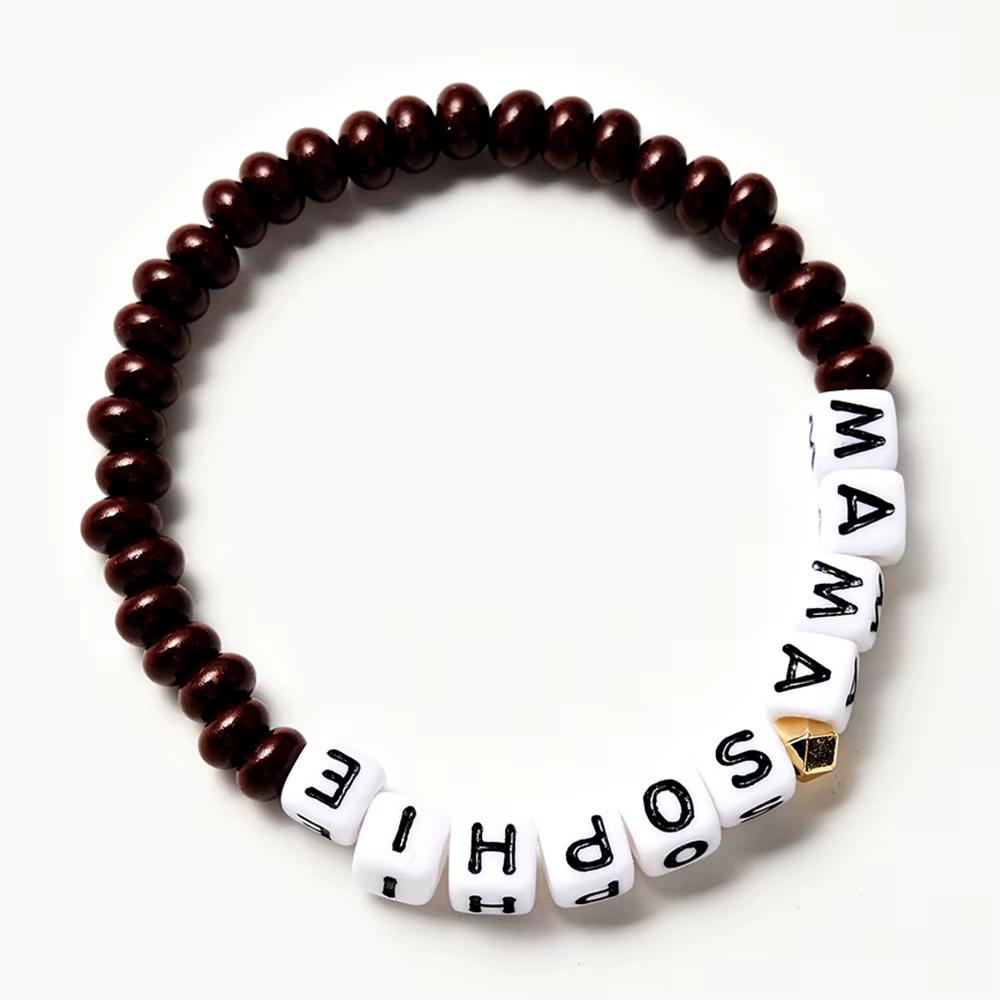 1PC Bracelet personnalisé-nom gravé personnalisé, conception de perles de boulier, bricolage, gravé