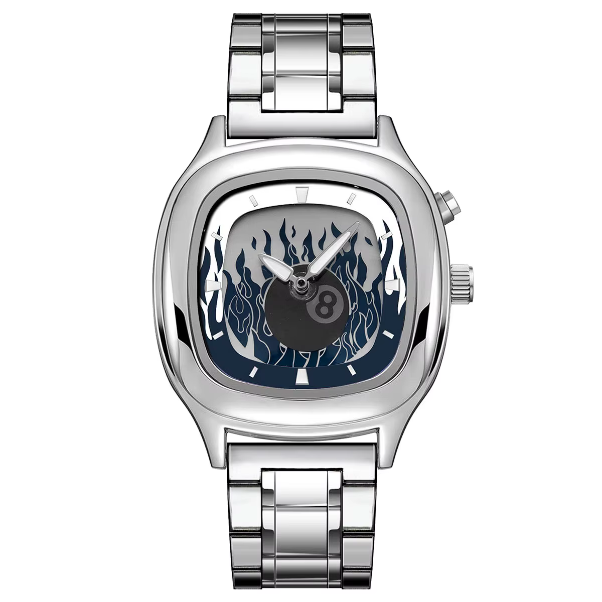 Montre rétro Millenium pour homme avec cadran flamboyant dynamique, montre-bracelet à quartz créativ