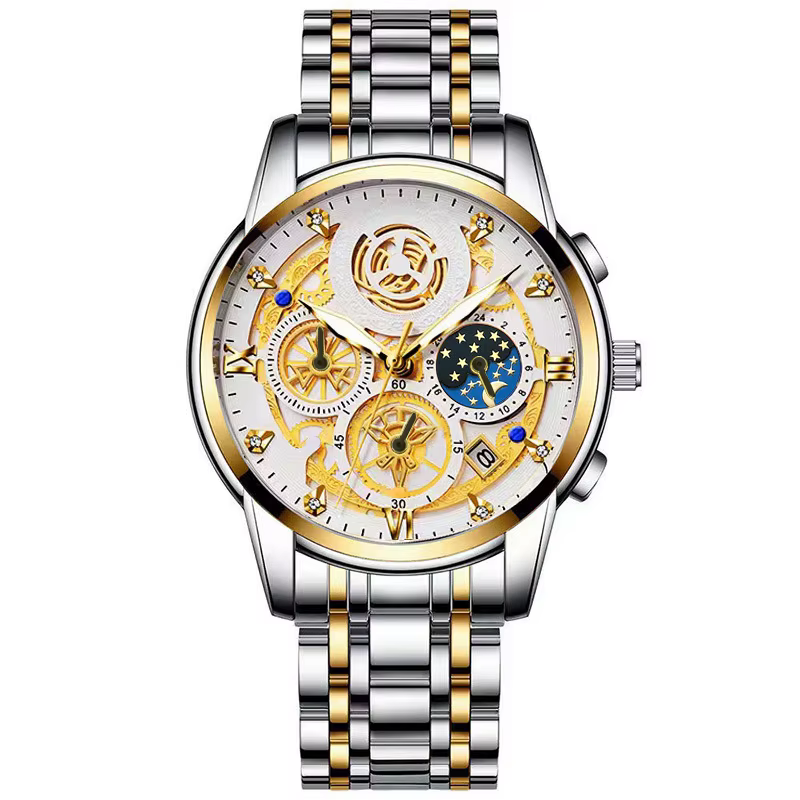 BINBOND luxe Quartz pour hommes montre bracelet en acier inoxydable cadran de luxe lumineux 30M étan