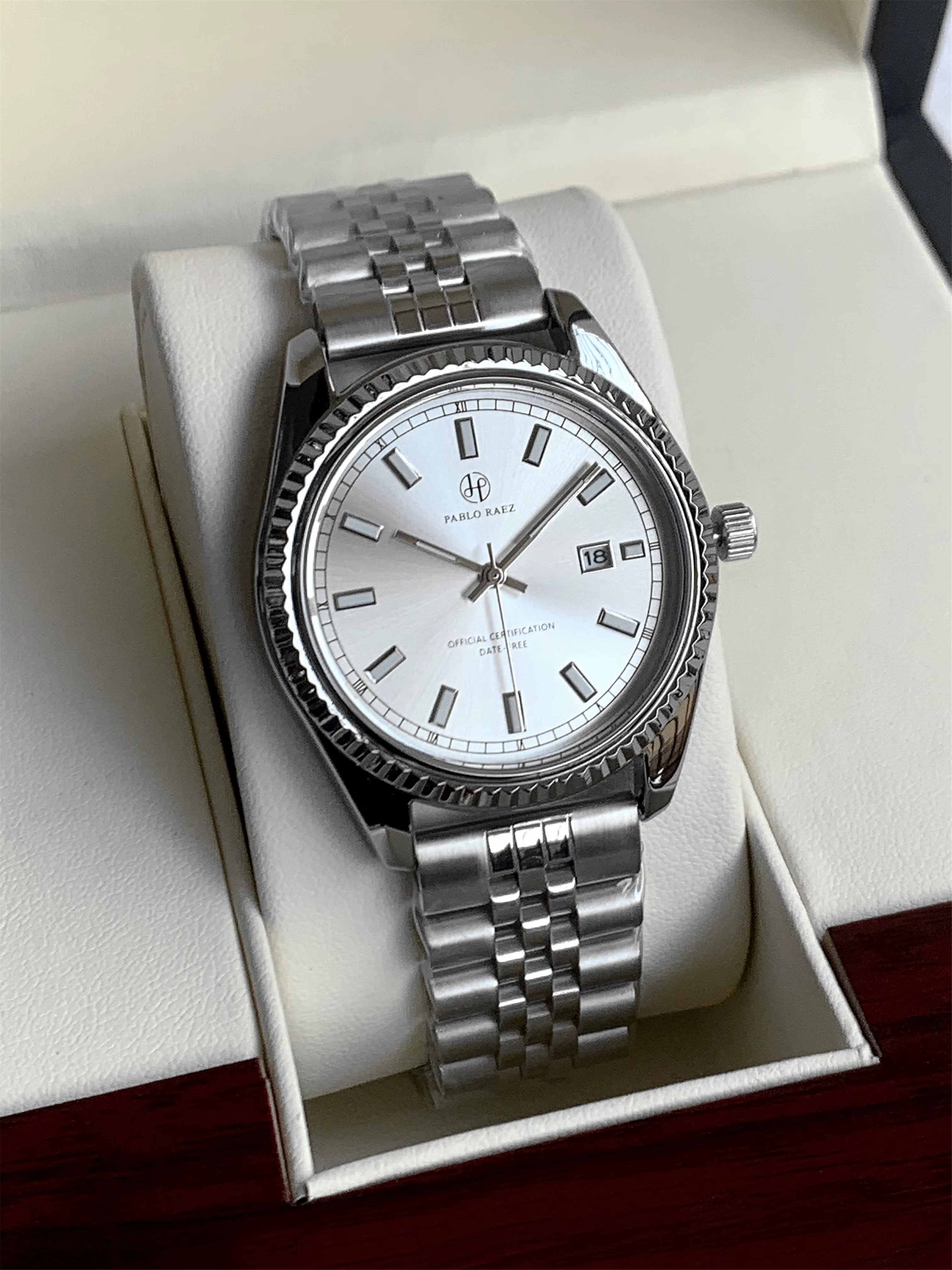 PABLO RAEZ élégant homme argent montre-bracelet lumineux SUS304 acier haute qualité montre de luxe é
