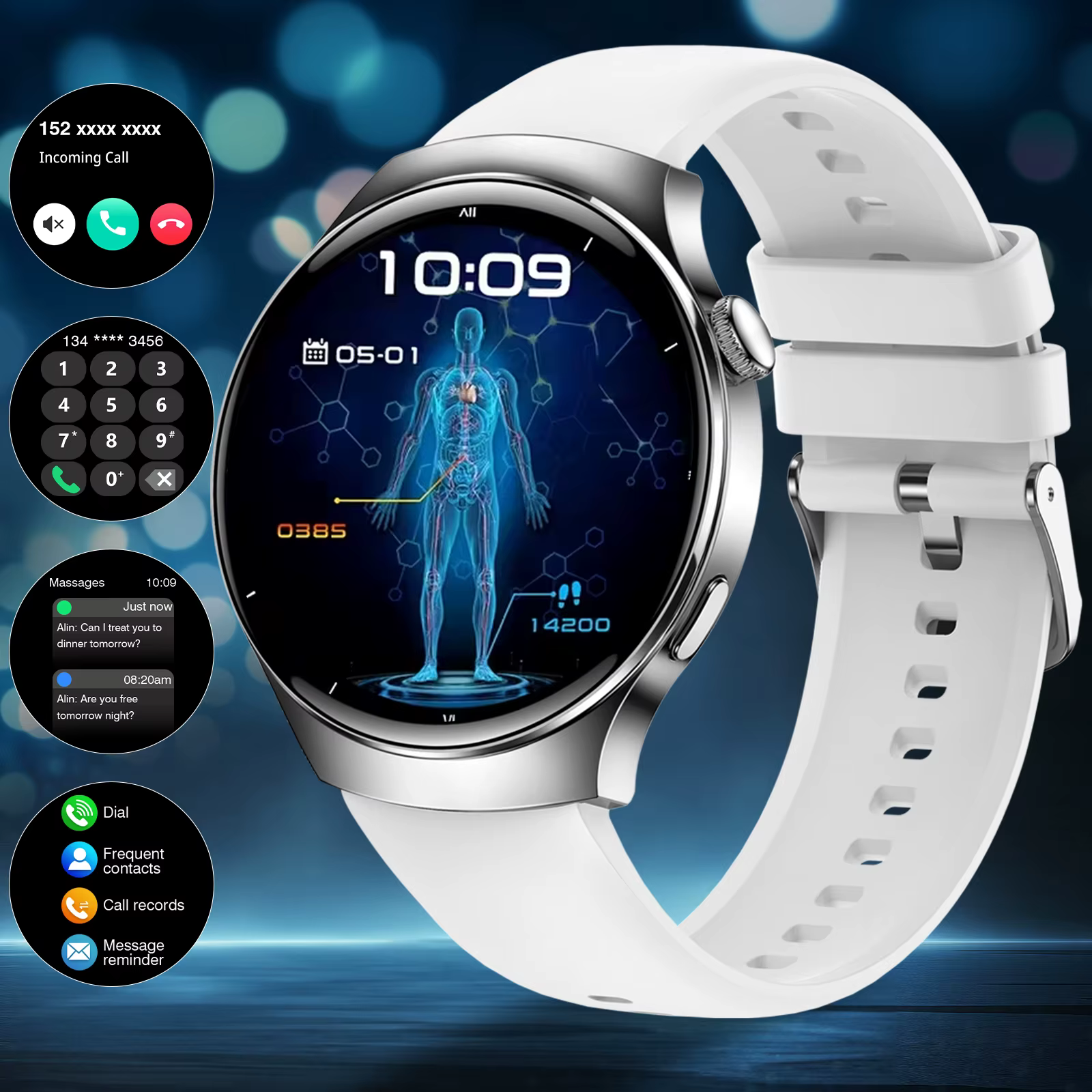 Montre connectée à écran tactile HD 2025 (hommes et femmes) : appels sans fil, caméra, contrôle de l