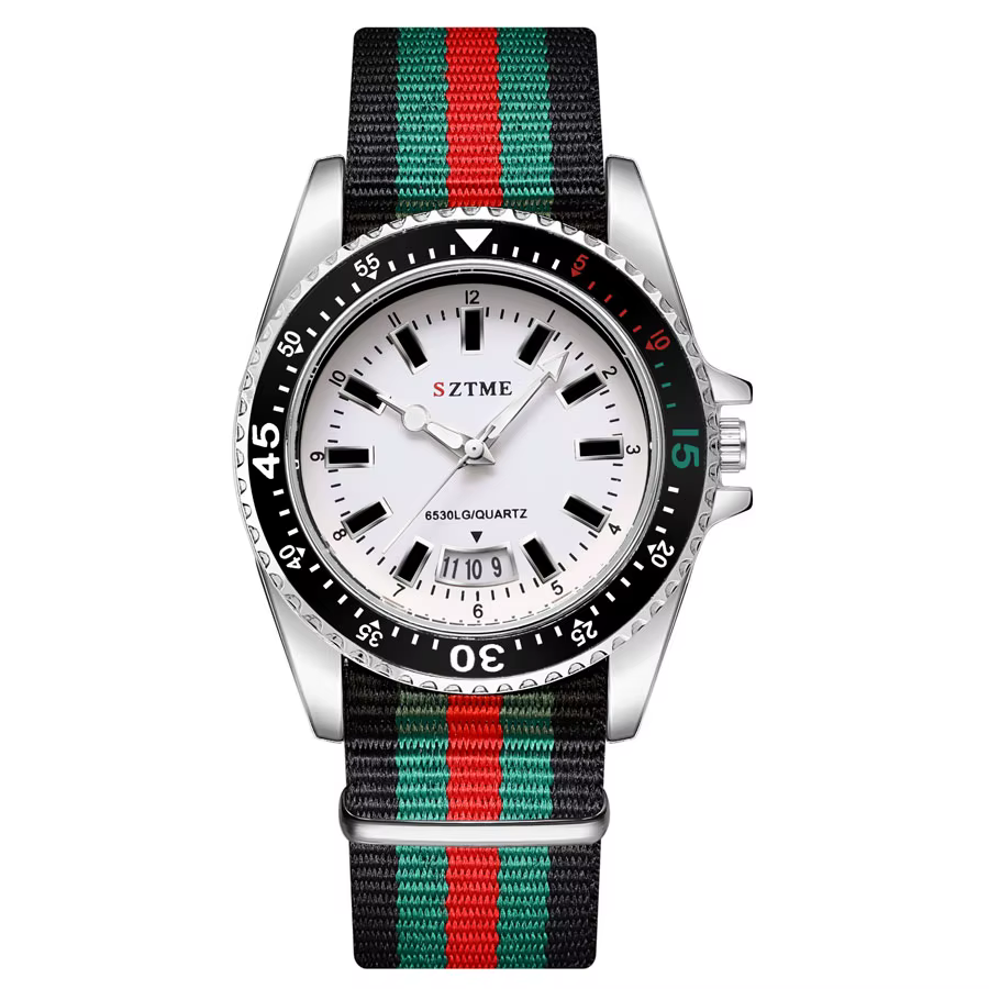 Nouvelle montre de calendrier à bracelet en nylon pour hommes à la mode, montre à quartz légère de n