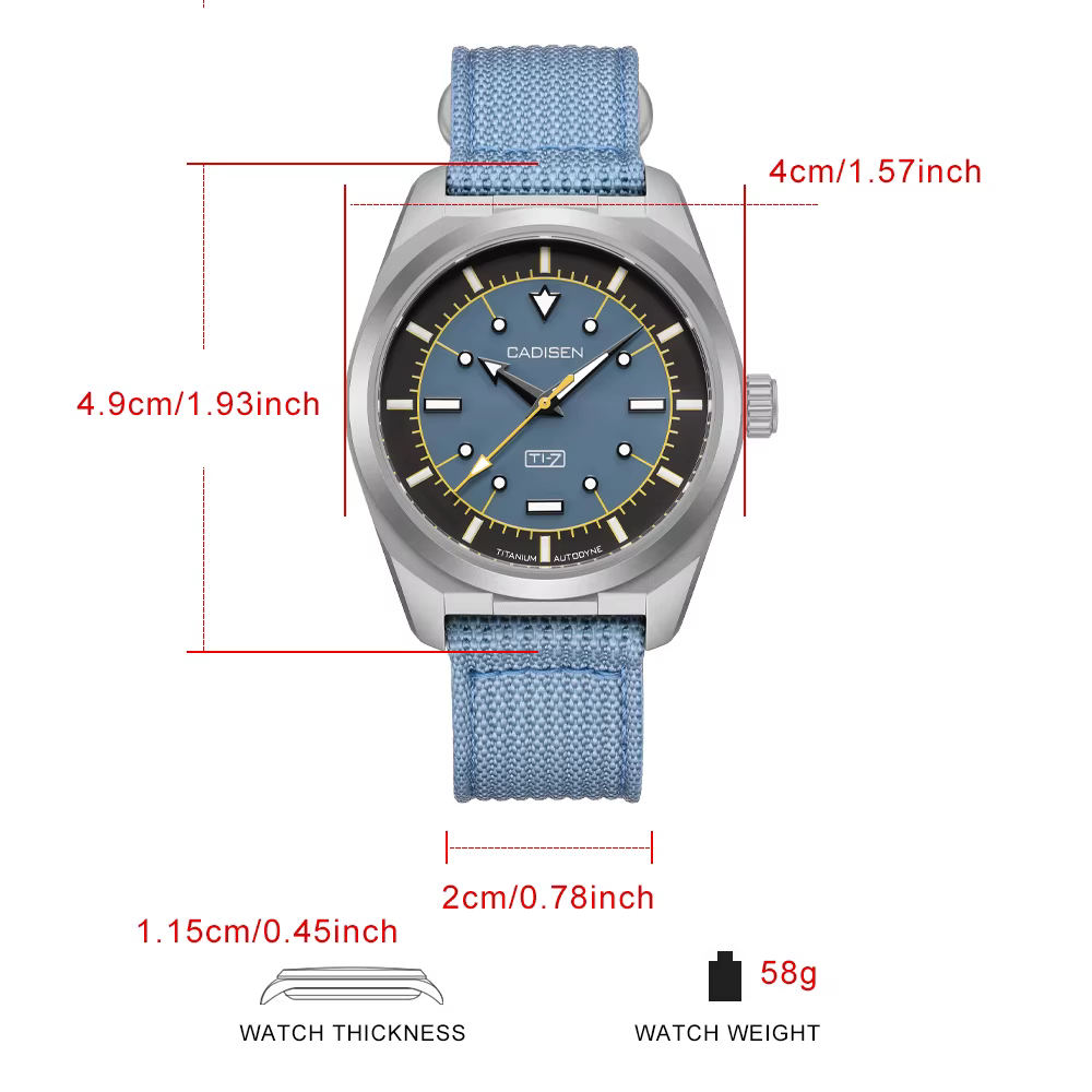 CADISEN TI-7 Autodyne montre-bracelet mécanique automatique en acier titane pour homme, MIYOTA 8215,
