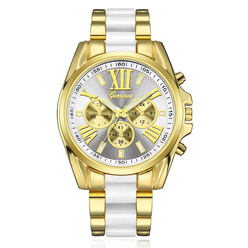 Montre de luxe pour hommes, bracelet en acier doré, grande taille, horloge de haute qualité avec cal
