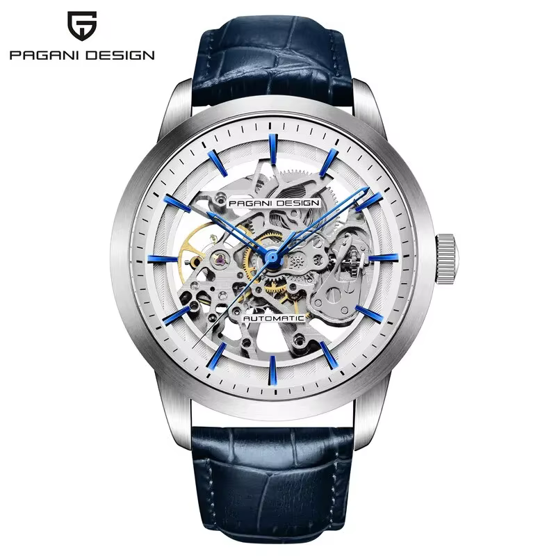 Montre pour homme PAGANI DESIGN, montre de luxe squelette, bracelet en cuir, nouvelle montre mécaniq