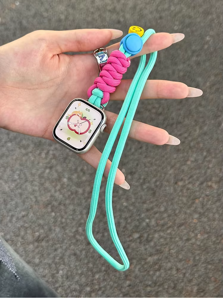 Bracelet de lanière en Nylon pour Apple Watch Ultra 10 9 8 7 6 5 Se 4, bracelet paracorde coloré pou