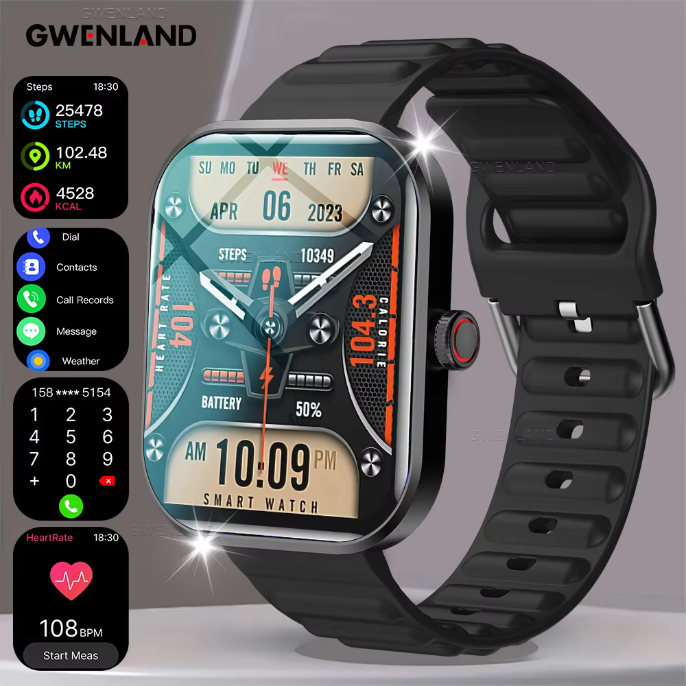 Nouvelle montre connectée pour hommes et femmes - Écran tactile HD 2,01 pouces, appels sans fil, sur