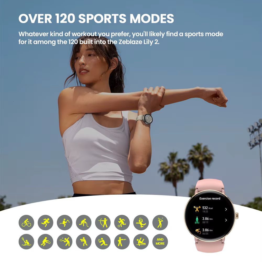 Zeblaze Lily 2 Smartwatch pour femme, appel Bluetooth, écran AMOLED 2025 ", double sangles, surveill