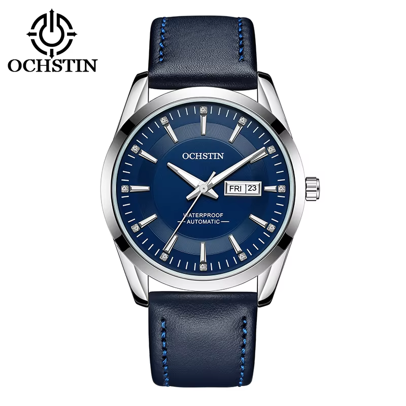 Montres OCHSTIN à mouvement mécanique automatique, bracelet en cuir véritable, collection Prominente