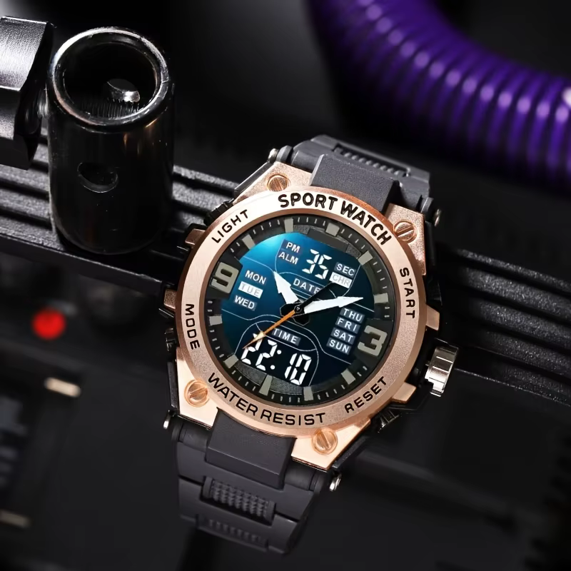 Montre de sport numérique pour hommes, réveil, chronométrage, fonction date, boîtier en alliage, par