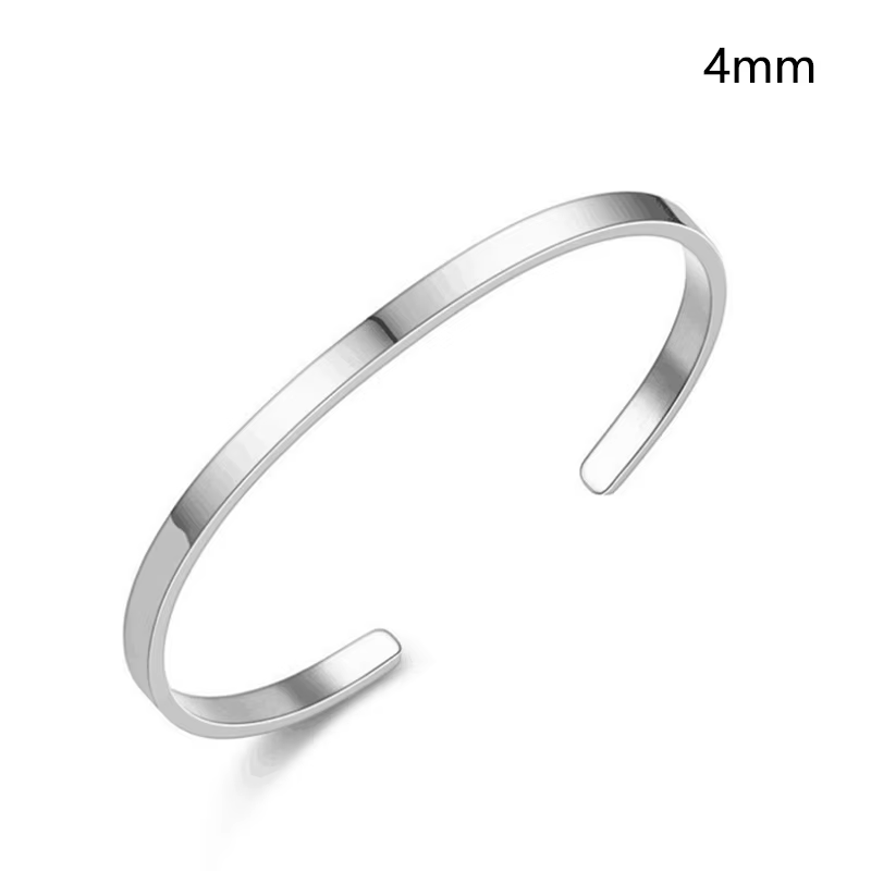Bracelet classique de base personnalisé pour hommes et femmes, manchette unie en acier inoxydable br