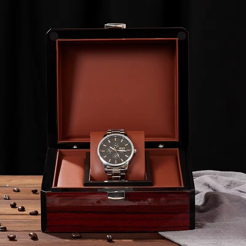 Boîte de rangement de montre de luxe pour hommes et femmes, boîte de rangement noire et rouge, étui