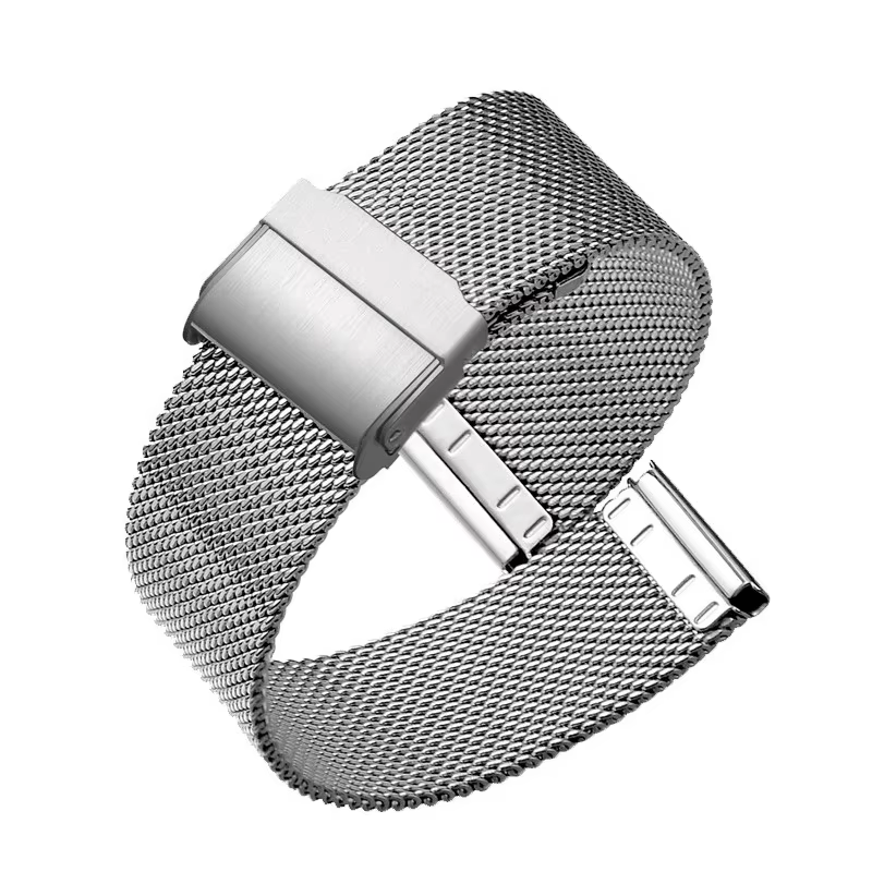 Bracelet à boucle milanaise en maille universelle, 18mm 20mm 22mm, en acier inoxydable, à dégagement