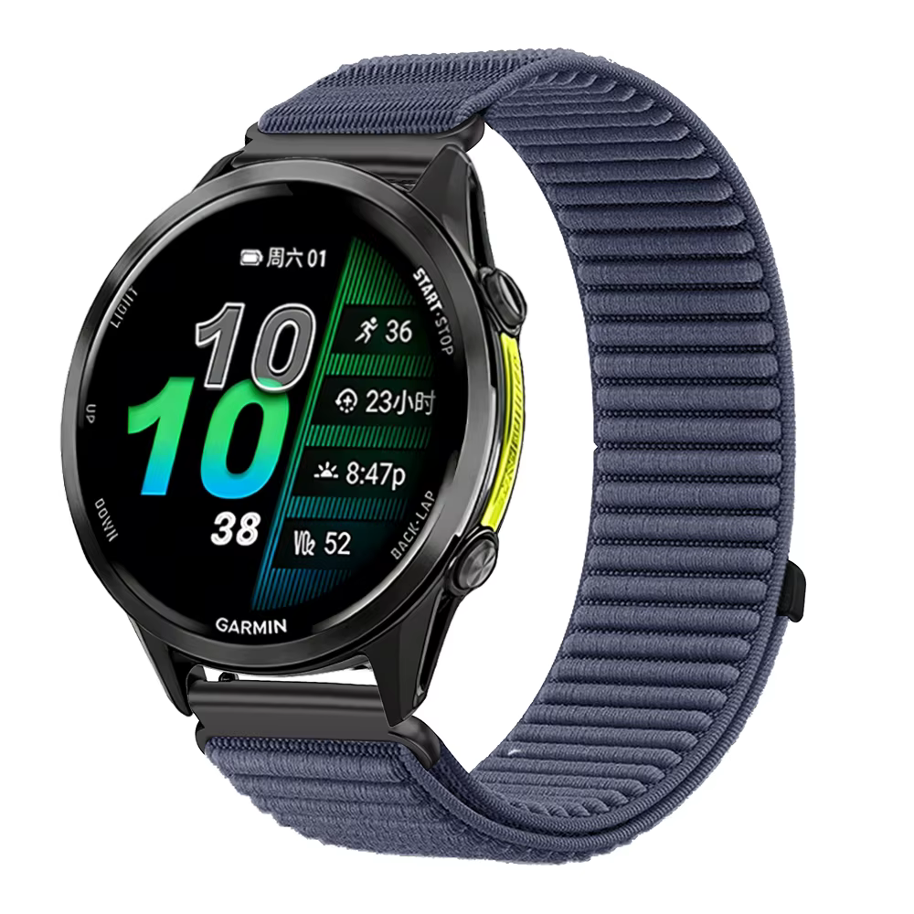 Bracelet en nylon respirant de 18 mm, 20 mm, 22 mm pour Garmin Forerunner 970 965 955 570 165 265S/A