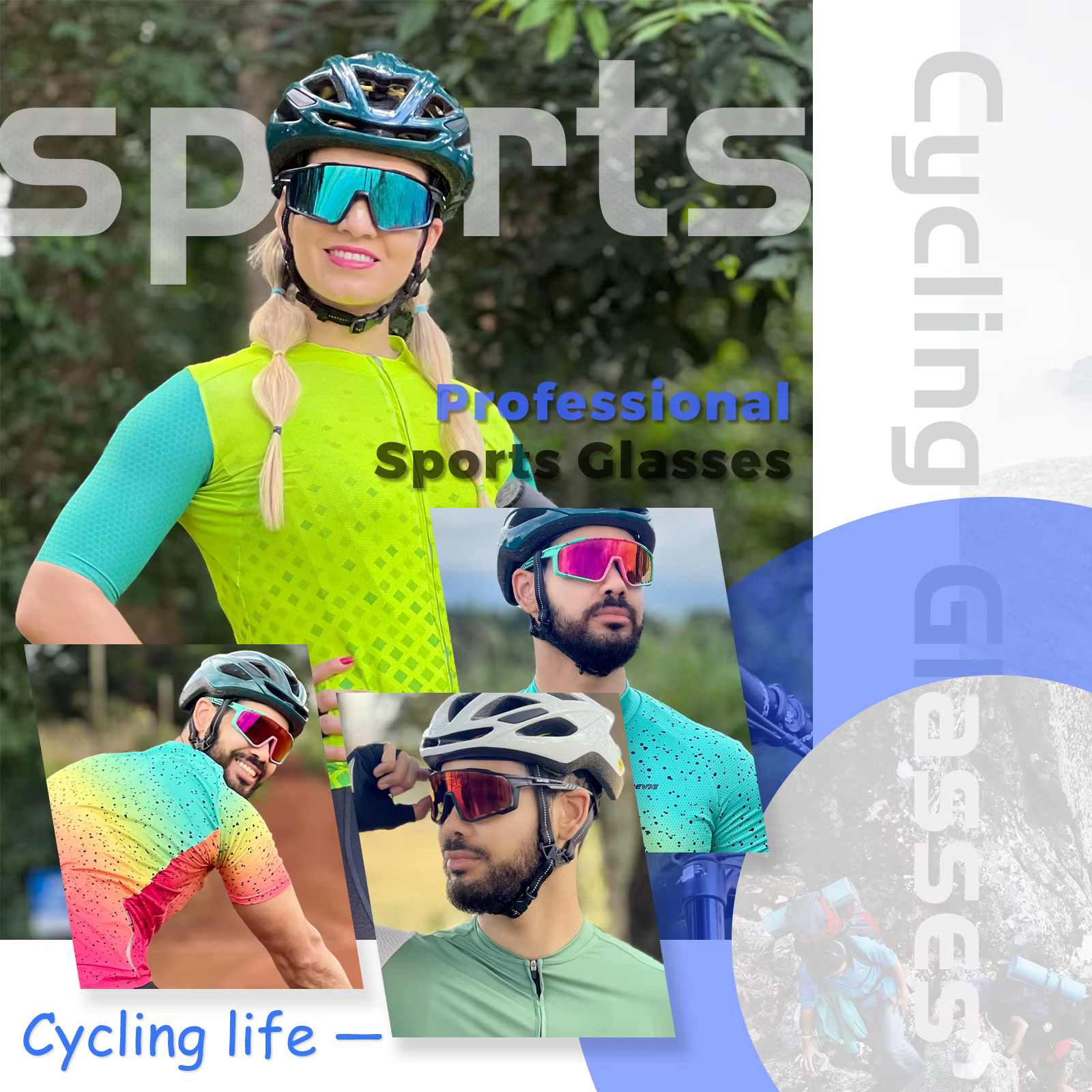Kapvoe lunettes de cyclisme vtt équitation course lunettes de soleil UV400 ski pêche escalade lunett