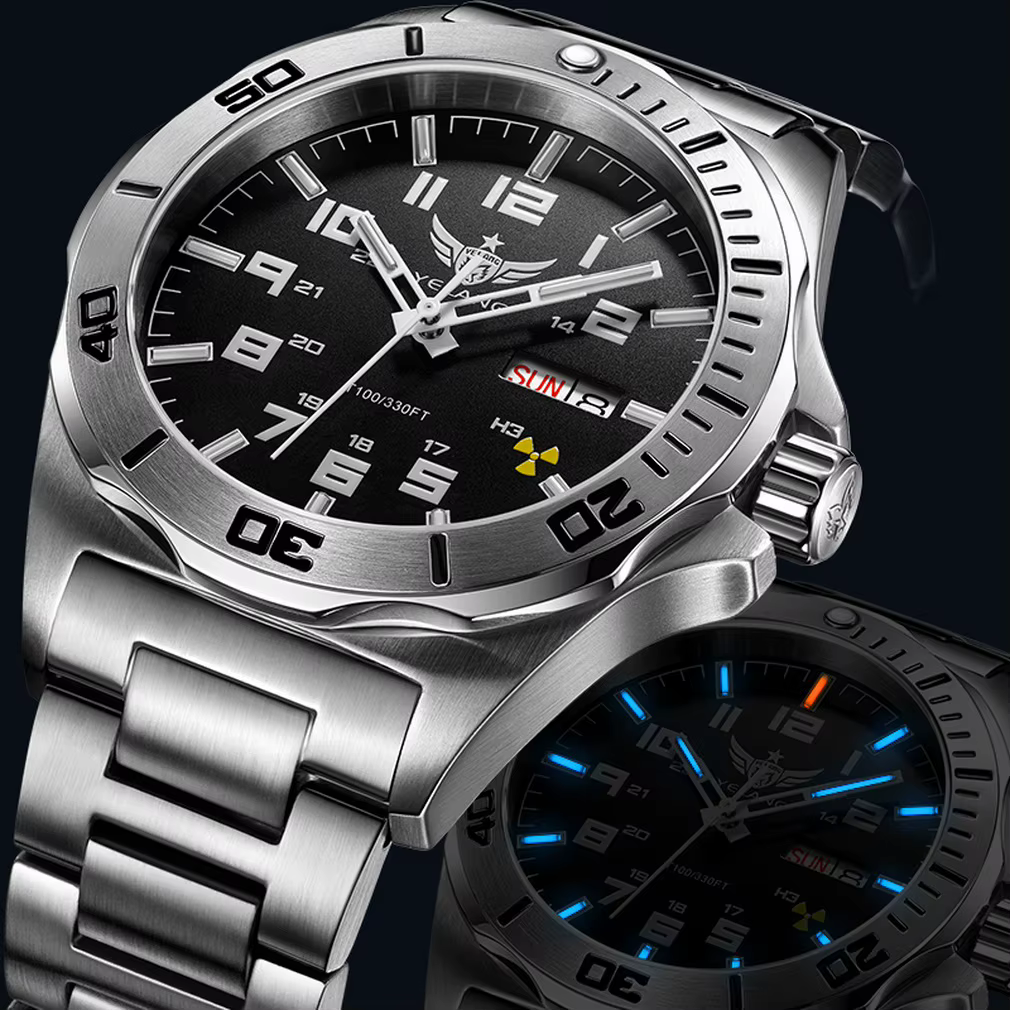 YELANG hommes montre militaire 43.6mm automatique mécanique montre-bracelet plongeur 10Bar étanche l