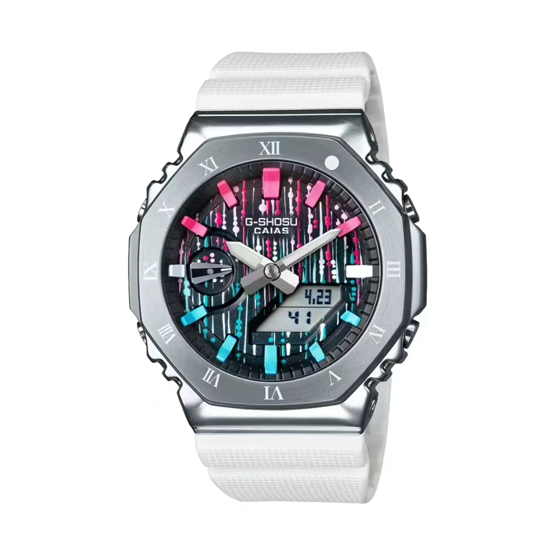 Montre numérique sportive unisexe G-SHOSU – Heure mondiale, alliage, LED, double affichage, série Oa