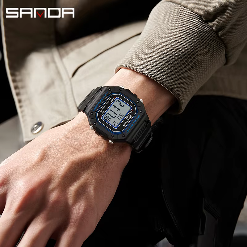SANDA 2156 mode hommes montre militaire résistant à l'eau Sport montres armée grand cadran Led montr