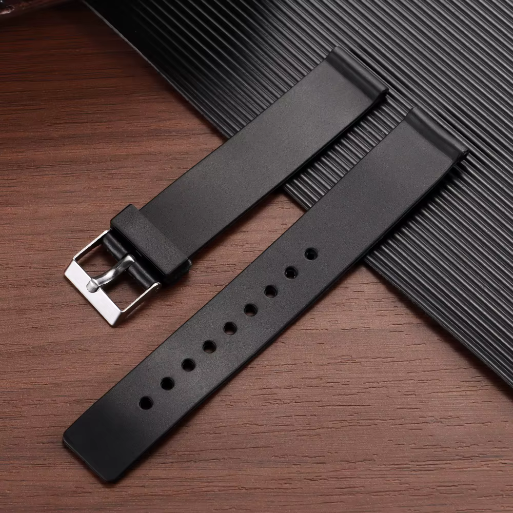 Bracelet de montre universel en PVC noir de 12 mm, 14 mm, 16 mm, 18 mm, 20 mm, 22 mm – Bracelet de r