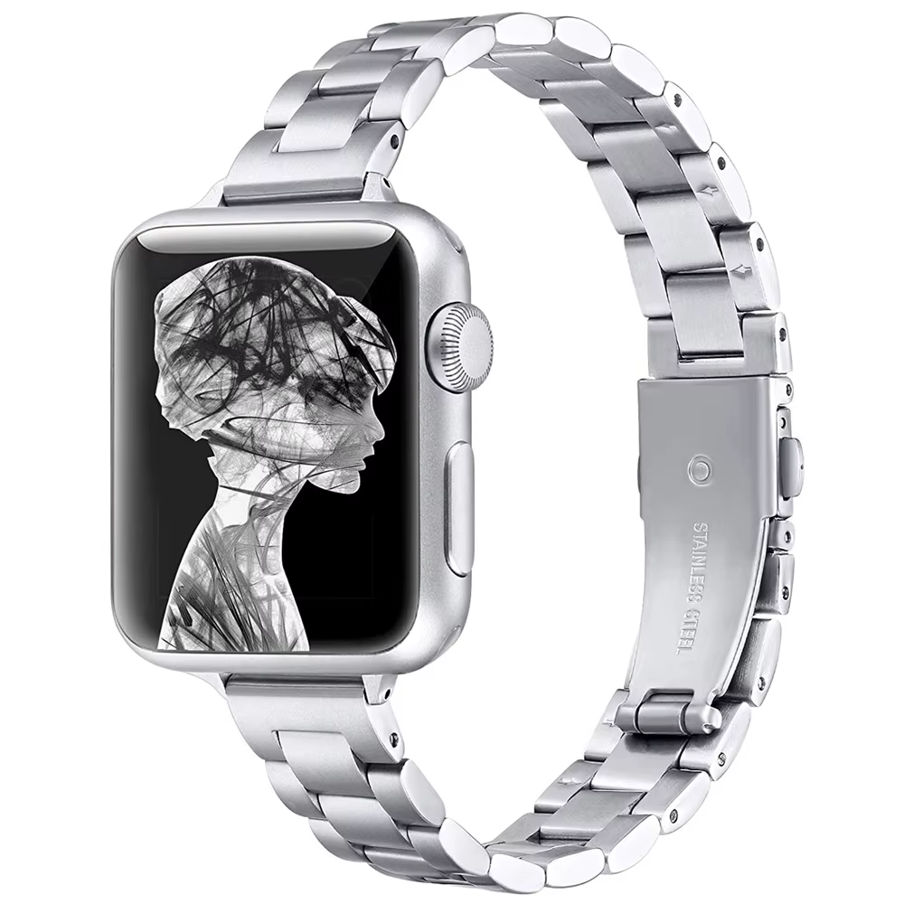Boucle mince pour Bracelet de montre Apple 41mm 40mm 38mm Bracelet de chaîne en acier inoxydable pou
