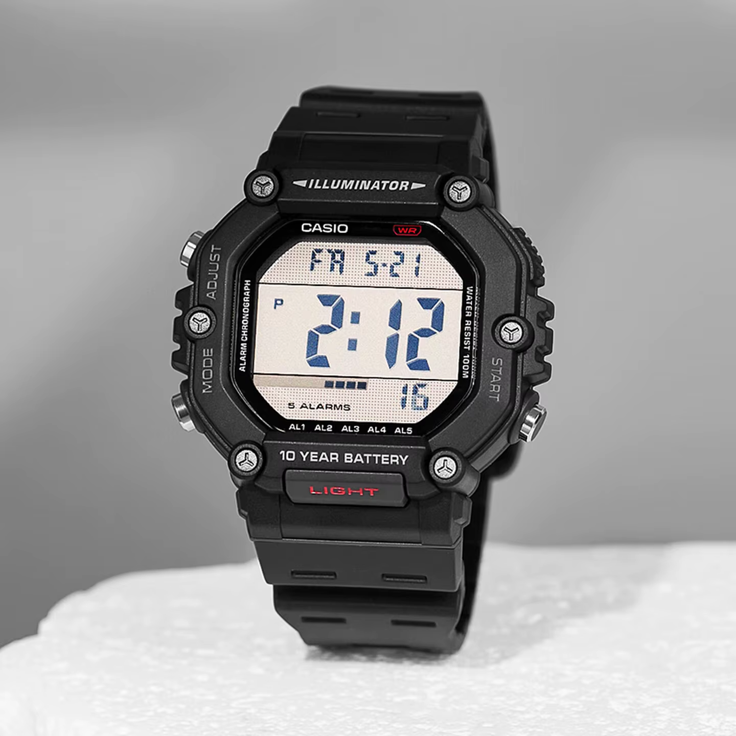 Casio AE-1600H Series Montre électronique étanche pour homme, style rétro, petit carré, multifonctio