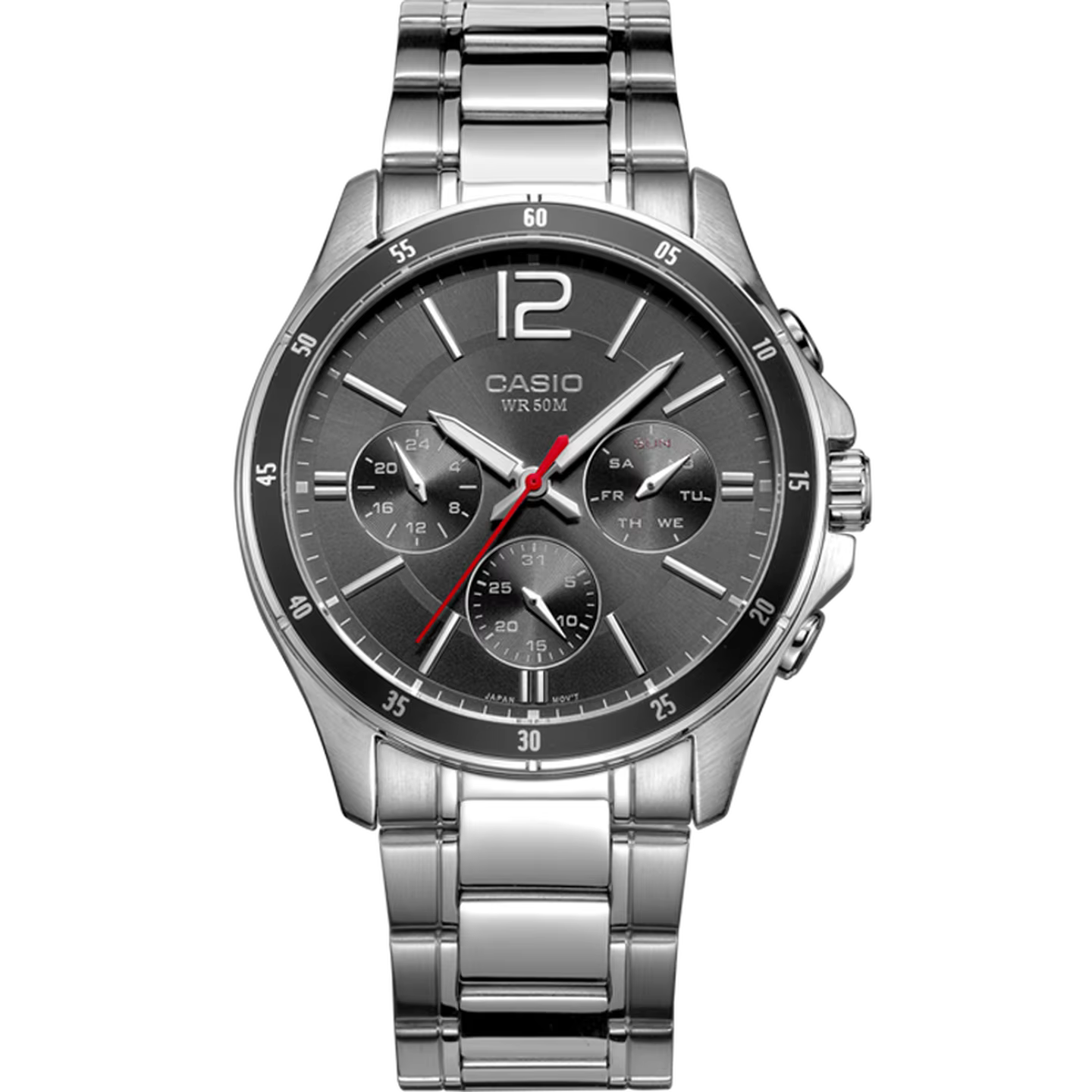 Montre pour homme Casio MTP-1374D, bracelet en acier inoxydable, mouvement à quartz à trois aiguille
