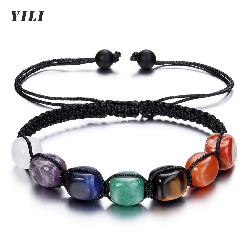 Bracelet de méditation yoga à 7 chakras, perles de pierres naturelles, double couche, pierres précie