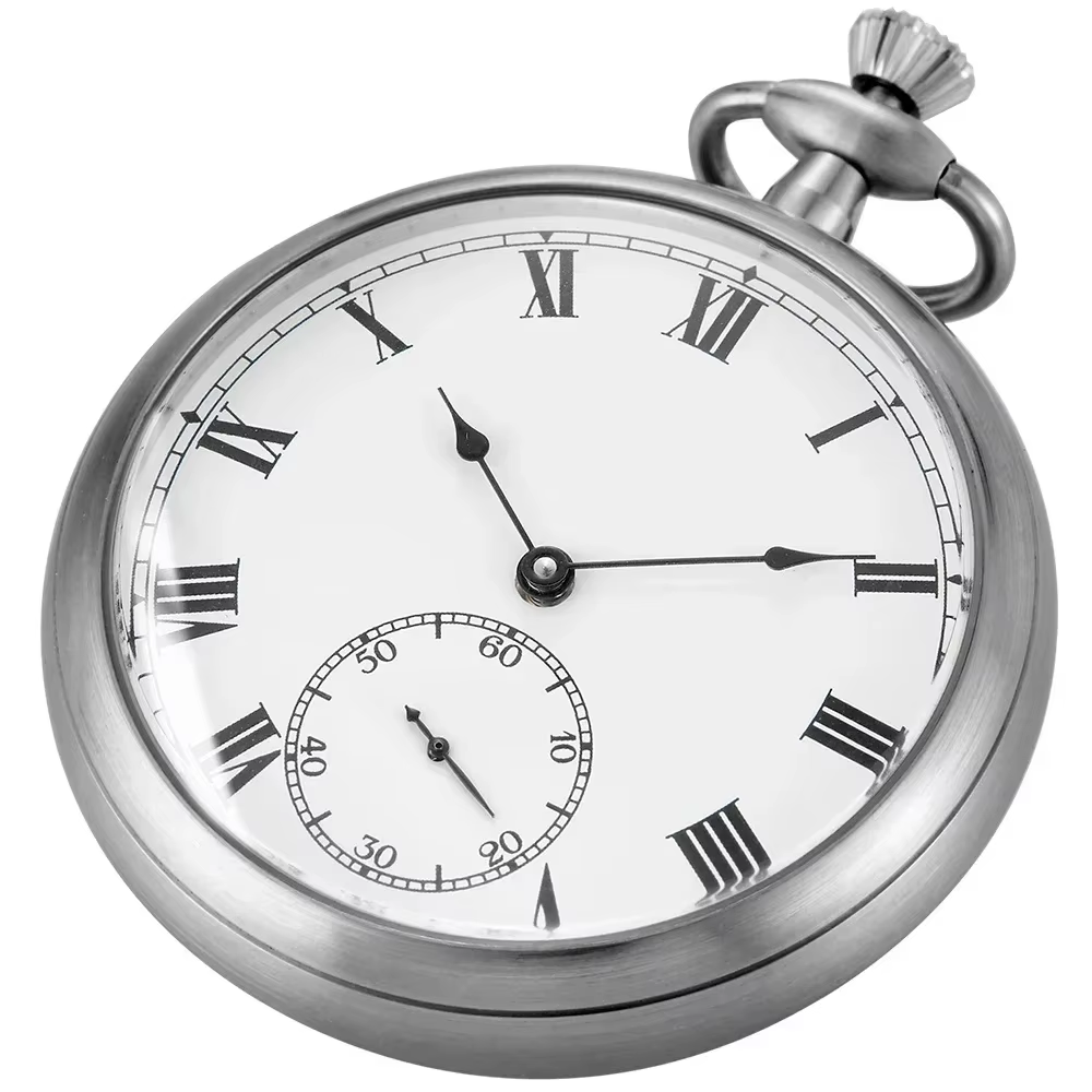 Montre de poche mécanique de luxe en acier impérial, mouvement Vintage enroulé à la main, boîtier en