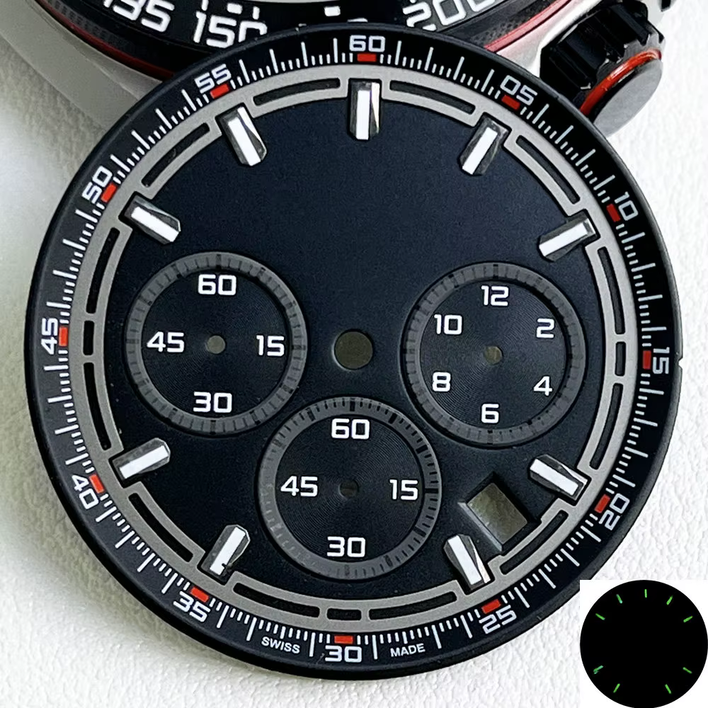Cadran de montre moderne Racer sans logo 35,5 mm, finition mate, chronographe pour Seiko TAG Heuer F