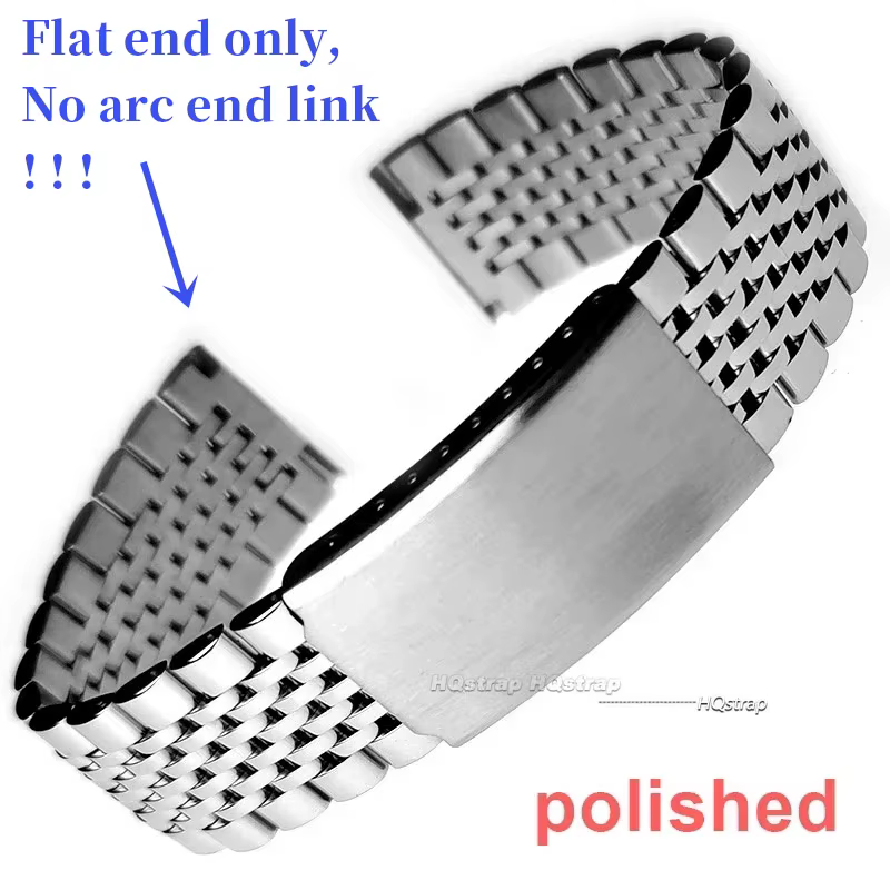 Bracelet de montre en acier inoxydable à extrémité plate incurvée de 18mm 20mm 22mm pour Bracelet en