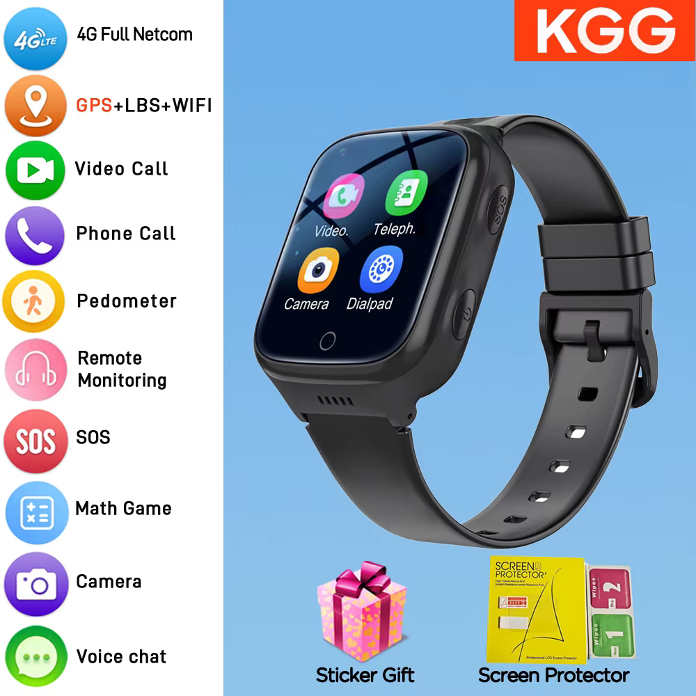 Montre connectée 4G pour enfants, GPS, WiFi, appel vidéo, suivi de localisation, 1000mAh, appel SOS,
