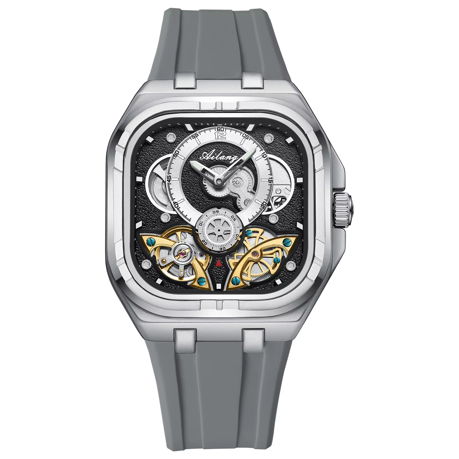 Montre de sport automatique AILANG Tourbillon 2026 créative, design carré, cadran lumineux et étanch