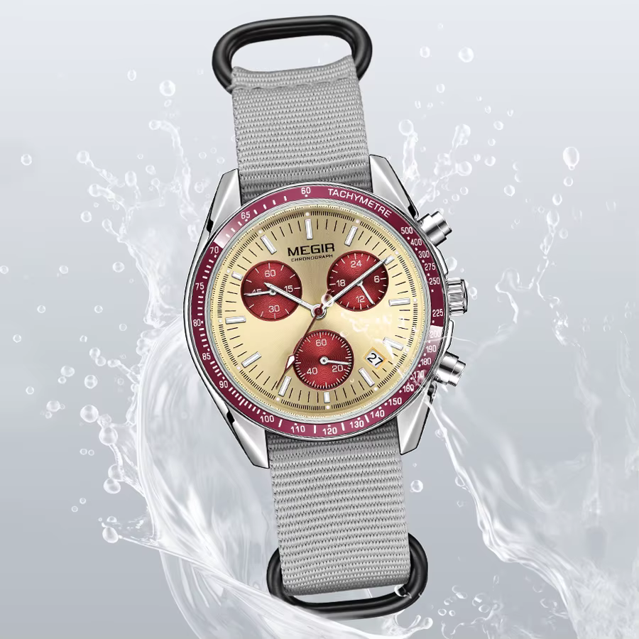 MEGIR nouvelles montres de luxe pour hommes toile tissage bracelet Sport automatique chronographe Qu