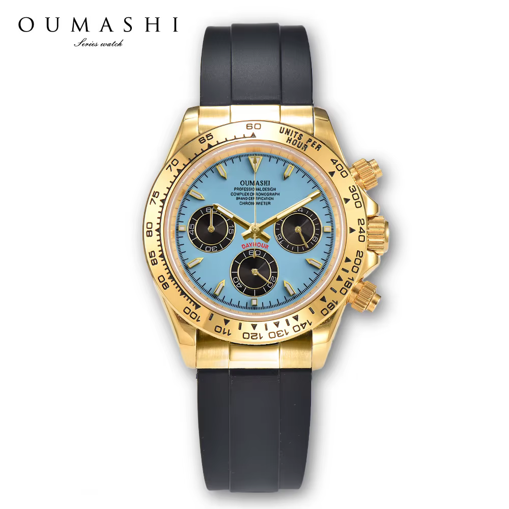 Nouvelle montre VK63 vert lumineux cadran bleu montre à Quartz mouvement VK63 acier inoxydable verre
